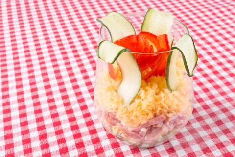 Salad in a glass of vegetable Stock Photos
