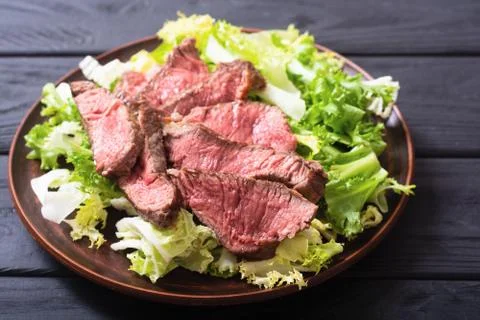 Salad with grilled beef medium roast Stock Photos