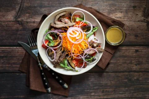 Salad with grilled beef Stock Photos