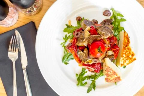 Salad Halloumi Marinated Pepper Stock Photos