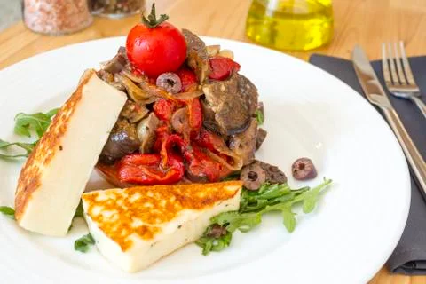 Salad Halloumi Marinated Pepper Stock Photos