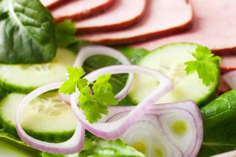 Salad with ham or corned beef Stock Photos