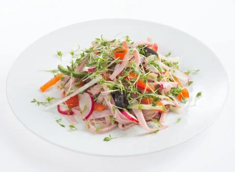 Salad with ham Stock Photos