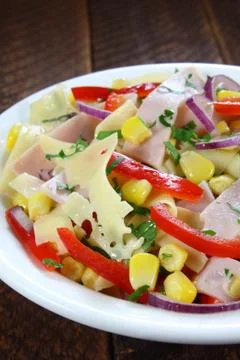 Salad with ham Stock Photos