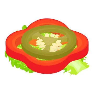 Salad ingredient icon isometric vector. Sweet and hot pepper slice cabbage leaf Stock Illustration