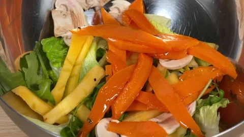 Salad ingredients in a plate close-up 库存影片 306803560