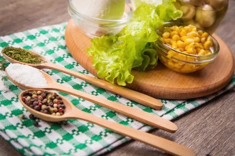 Salad ingredients in studio Stock Photos