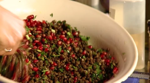 Salad with Lentils Stock Footage 55163357