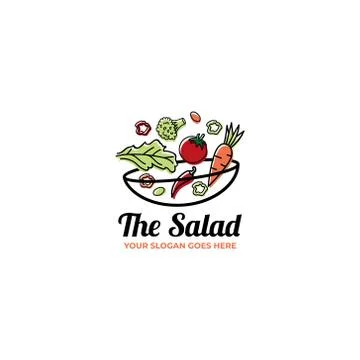 Salad logo . flat salad logo illustration concept. Stock Illustration
