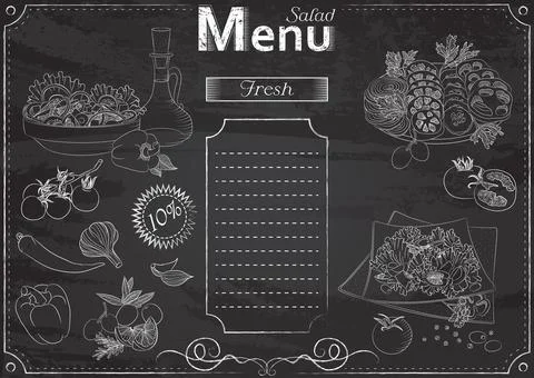 Salad menu chalk Stock Illustration