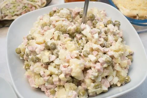 Salad from a mixture of various products Stock Photos