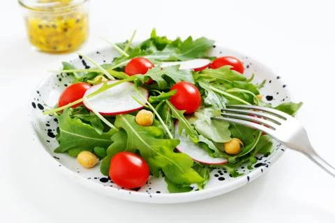 Salad with passion fruit dressing Stock Photos