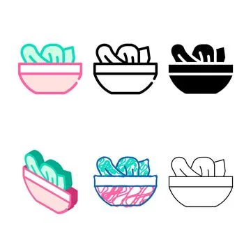 Salad plate color icon vector symbol styles Stock Illustration