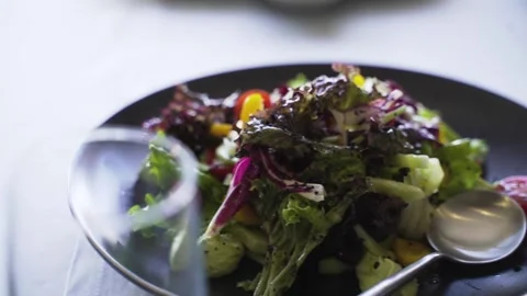 Salad on plate Stock Footage 146575455