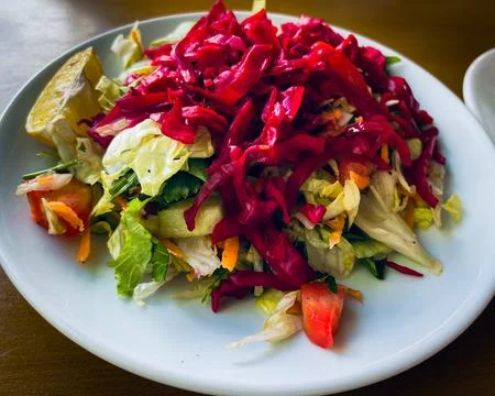 Salad on the plate with vegetable Stock Photos