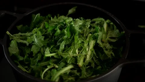 Salad in the pot Stock Footage 254423284