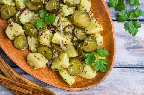 Salad with potatoes Stock Photos