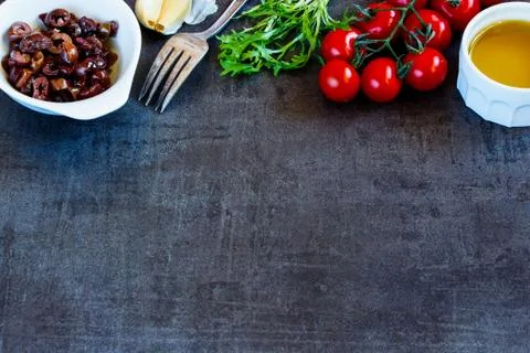 Salad preparation background Stock Photos