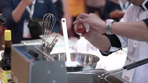 Salad Preparation Process. Process of Mixing Fresh Salad Stock Footage 132022429