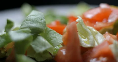 Salad preparing with sauces macro slowmotion 스톡 동영상 137924893