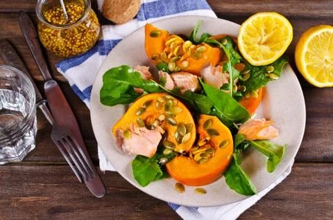 Salad with pumpkin Stock Photos