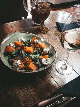 Salad with pumpkin 库存照片