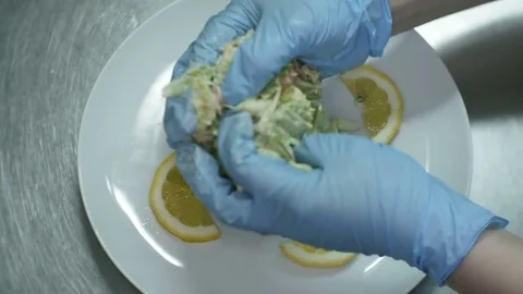 Salad Put on a Plate Stock Footage 78595208