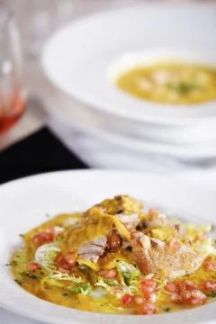 Salad with quail Stock Photos