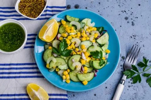 Salad with raw vegetables Stock Photos