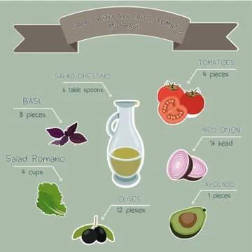 Salad recipe vector infographics Stock Illustration