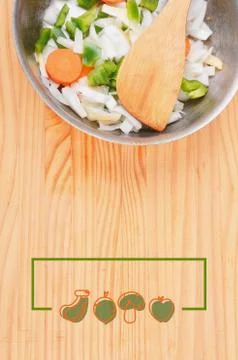 Salad with rectangle frame border of healthy food Stock Photos