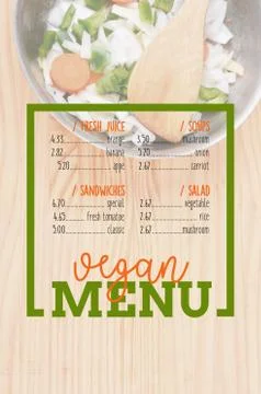 Salad with rectangle frame border of Vegan Menu card Stock Photos
