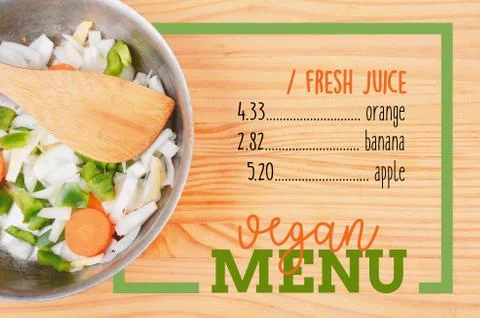 Salad with rectangle frame border of Vegan Menu card Stock Photos