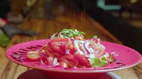 Salad in the restaurant Stock Footage 95866440