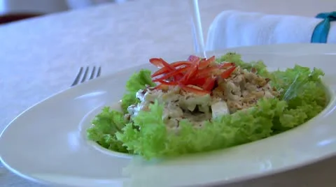 Salad in restaurant zoom Stock Footage 22153126