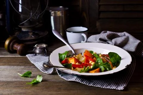 Salad of roasted vegetables Stock Photos