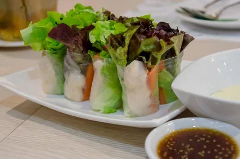 Salad roll vegetable wrap Stock Photos