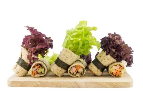 Salad roll white background Stock Photos
