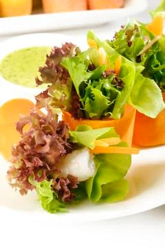 Salad roll on white Stock Photos