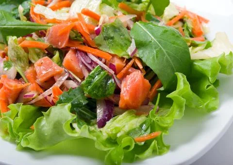 Salad with salmon and vegetable Fotos Stock