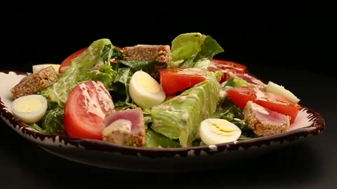 Salad with salmon Stock Footage 212660277