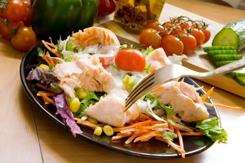 Salad with salmon Stock Photos