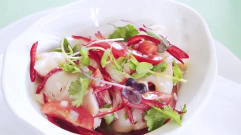 Salad with seafood. Stock Footage 143004859