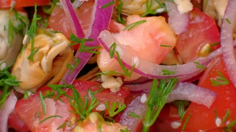 Salad with seafood Stock Footage 186106106