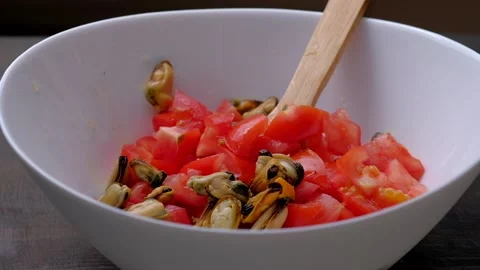 Salad with seafood Stock Footage 188228448