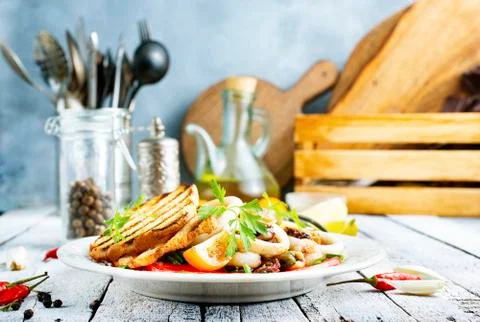 Salad with seafood Stock Photos