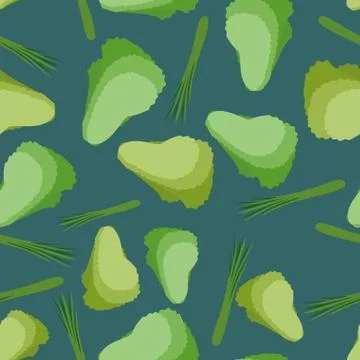 Salad seamless pattern. Background vector vegetable lettuce Stock Illustration