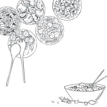 Salad set. Vector background. Stock Illustration