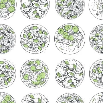 Salad set. Vector  pattern. Stock Illustration