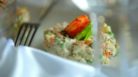 Salad with shrimp Stock Footage 30619344